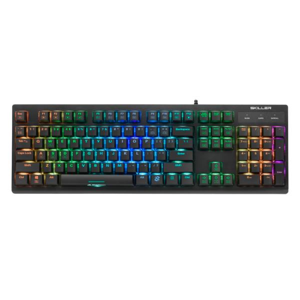 TECLADO GAMING RGB SHARKOON SKILLER SGK30 MECÁNICO ALÁMBRICO USB INGLÉS SWITCH AZUL 4044951030033 NEGRO
