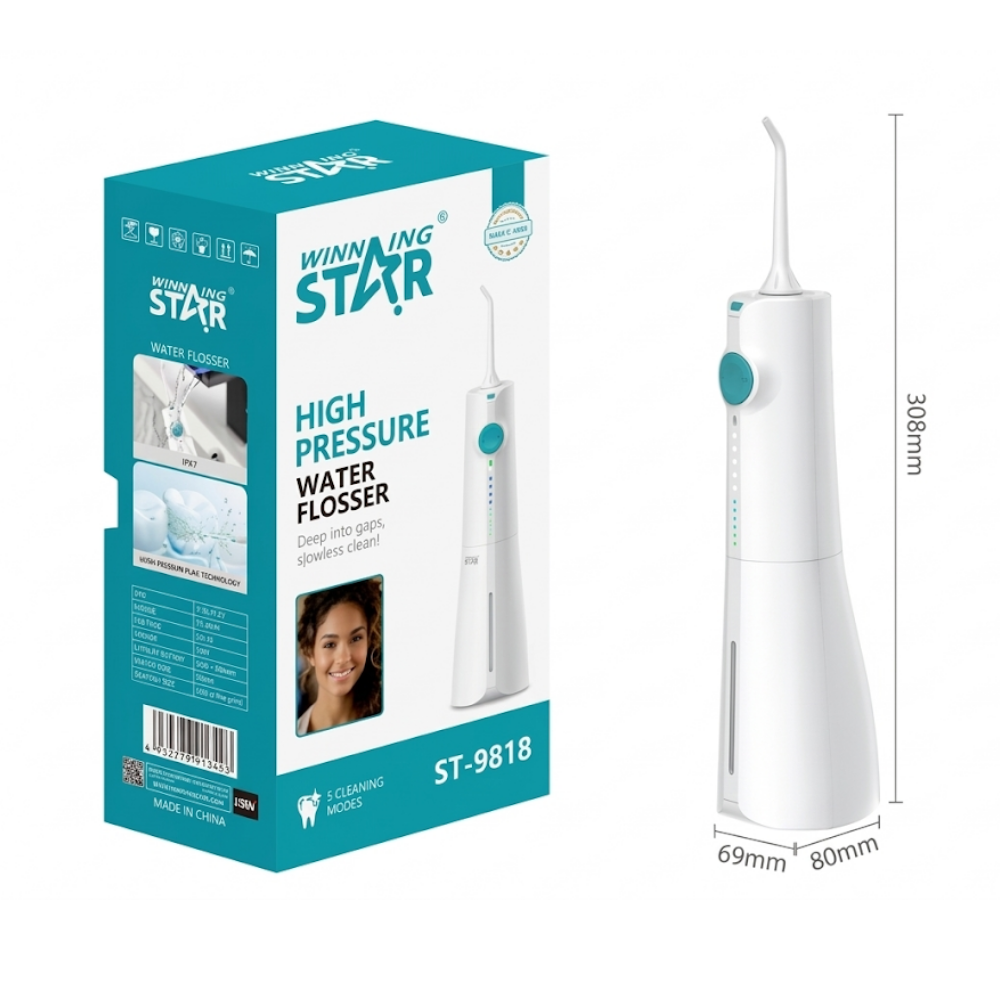 IRRIGADOR BUCAL DE ALTA PRESIÓN WINNING STAR ST-9818 300ML / USB-C CYQ-1137-WST-17729