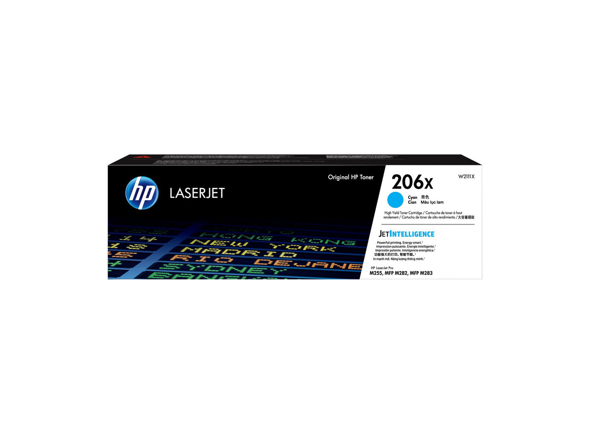 HP 206X - Alto rendimiento - cián - original - LaserJet - cartucho de tóner (W2111X) - para Color LaserJet Pro M255, M283, MFP M282, MFP M283