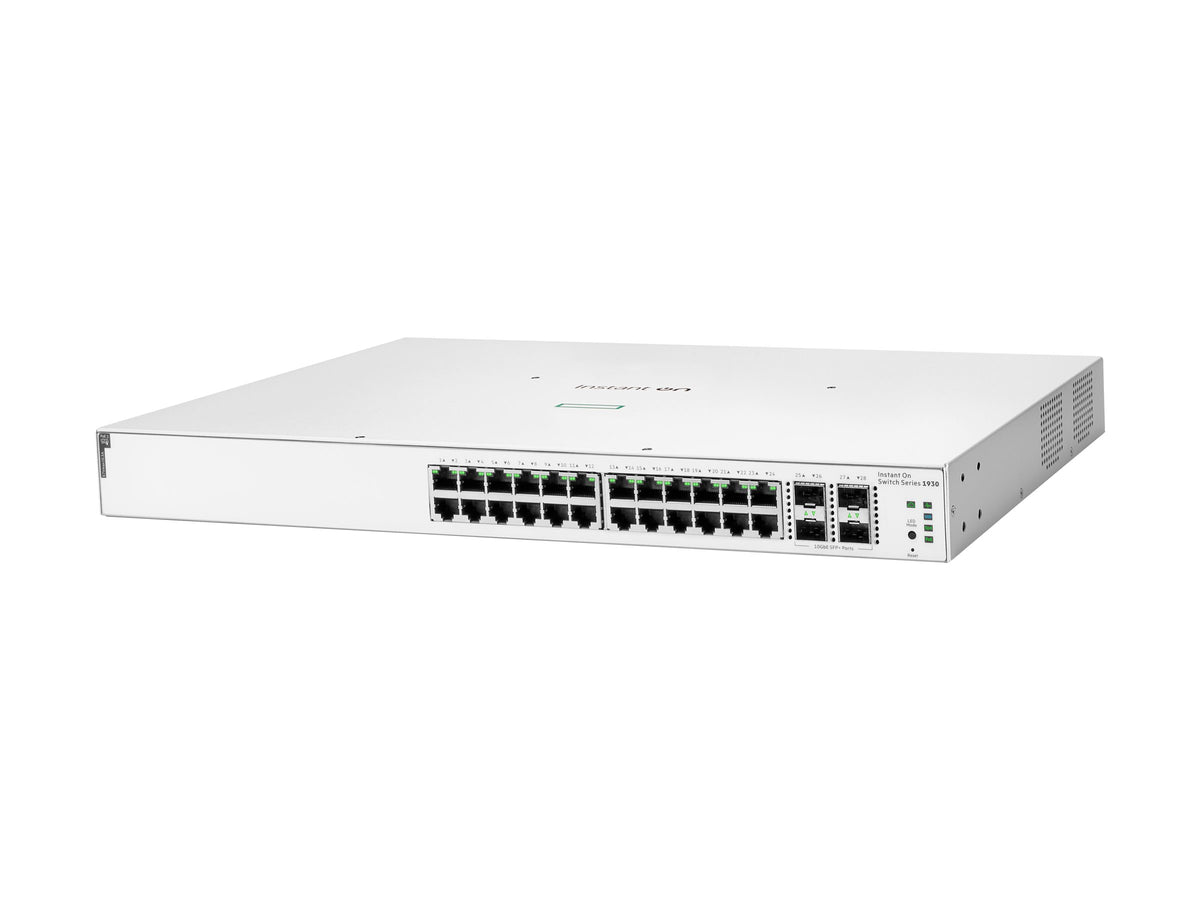 HPE Networking Instant On 1930 24G Class4 PoE 4SFP/SFP+ 370W Switch - Conmutador - L3 - Gestionado - 24 x 10/100/1000 (PoE) + 4 x 1 Gigabit / 10 Gigabit SFP+ - montaje en rack - PoE (370 W)