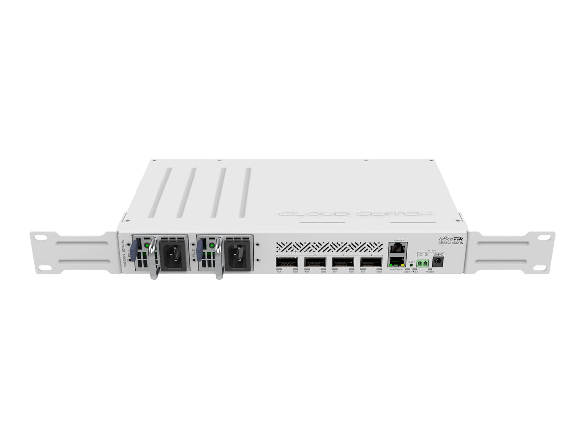 MikroTik CRS504-4XQ-IN - Conmutador - Gestionado - 4 x 100 Gigabit QSFP28 - sobremesa, montaje en rack - para MikroTik G1040A-60WF, XQ+31LC02D, XQ+85MP01D