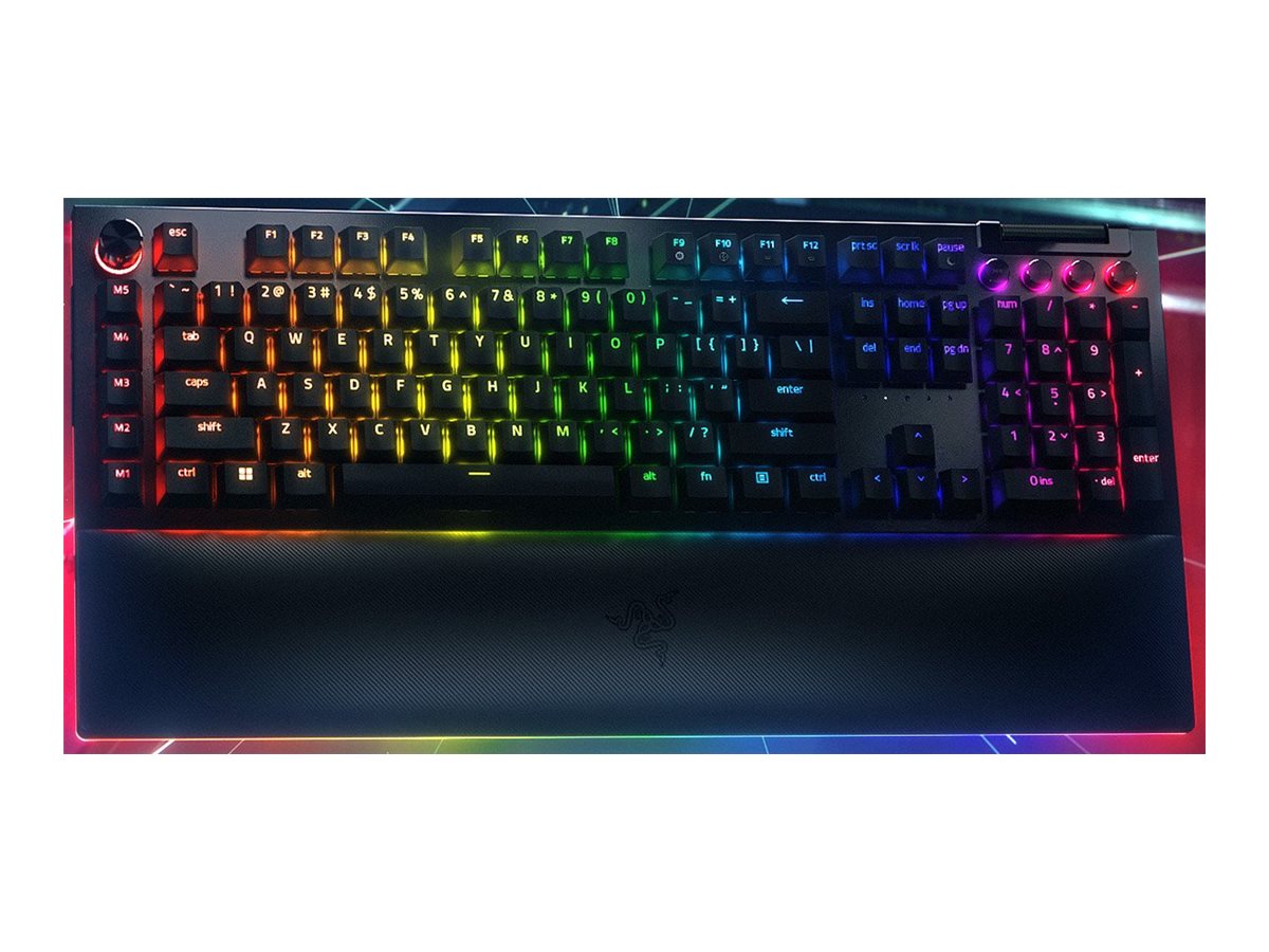 Razer BlackWidow V4 Pro - Teclado - full size - retroiluminación - USB - QWERTY - EE. UU. - interruptor: Razer Yellow - negro