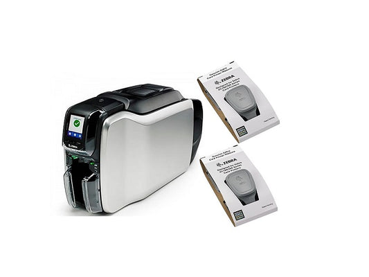 Zebra Impresora de Credenciales ZC300 Dual Sided US Cord USB & Ethernet KIT que Incluye Windows Driver CardStudio 2.0 (Standard) SW de diseño 200 PVC tarjetas YMCKOK ribbon ( para 200 imágene