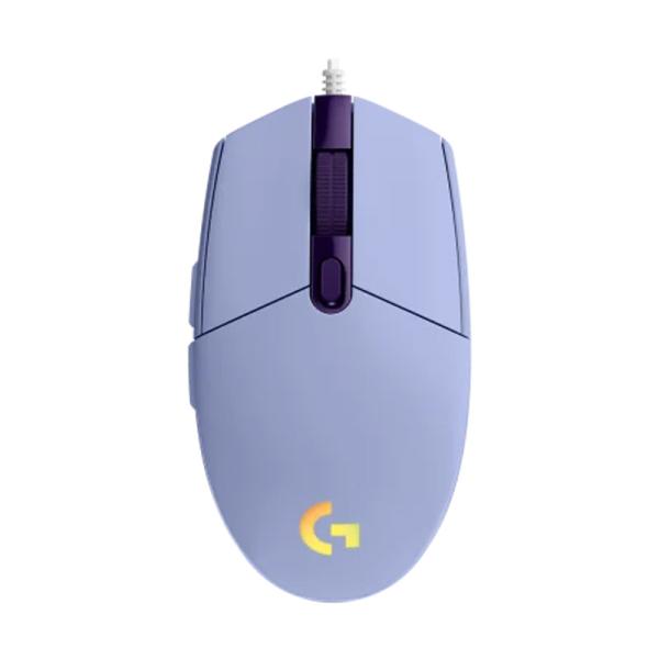 MOUSE GAMING RGB LOGITECH G203 LIGHTSYNC ALÁMBRICO USB 8000 DPI 910-005851 LILA