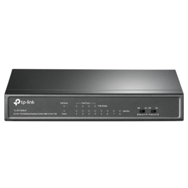 SWITCH TP LINK TL-SF1008LP(UN) 8 PUERTOS RJ45 4 PUERTOS POE 10/100 MBPS NO ADMINISTRABLE