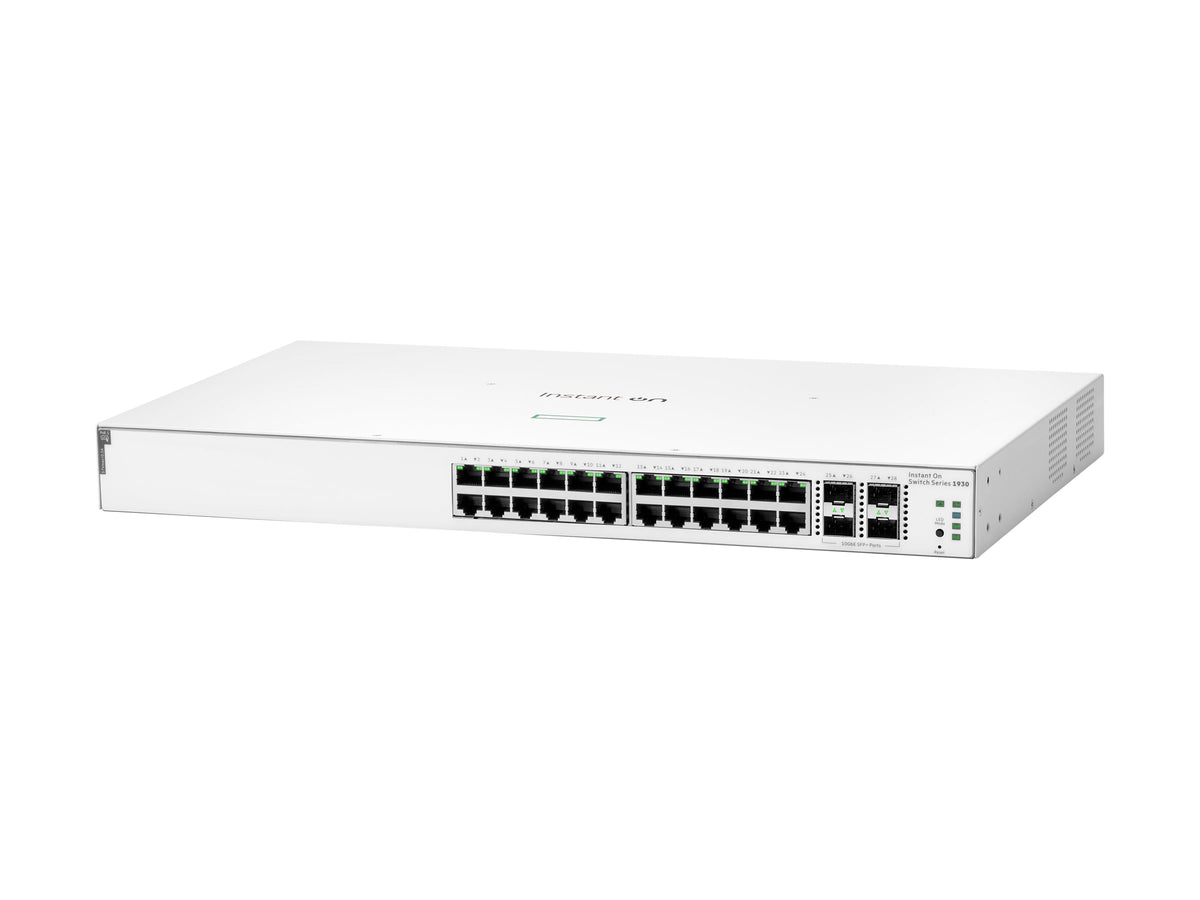 HPE Networking Instant On 1930 24G Class4 PoE 4SFP/SFP+ 195W Switch - Conmutador - L3 - Gestionado - 24 x 10/100/1000 (PoE) + 4 x 1 Gigabit / 10 Gigabit SFP+ - montaje en rack - PoE (195 W)
