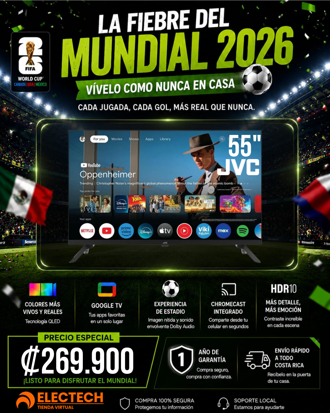 Televisión JVC 55” QLED UHD 4K Google TV – LT-55KM958