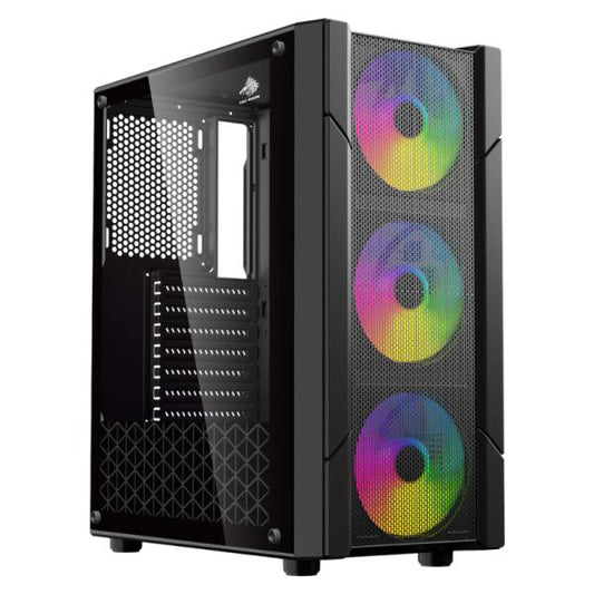 CASE EAGLE WARRIOR CG14ALRA001C TORRE MEDIA CON 3 ABANICOS PANEL DE VIDRIO LATERAL