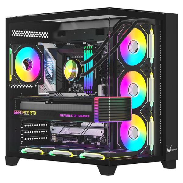 CASE ARGB FORMULA V LINE CRYSTAL Z9 FLOE BLACK MID TOWER VENTILADORES 7 DE 120 MM CON VIDRIO TEMPLADO LATERAL Y FRONTAL 4711401660958