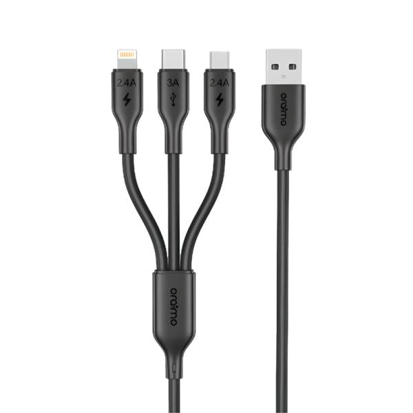 CABLE USB-A A USB-C/LIGHTNING/MICRO-USB ORAIMO DURALINE 4 480 MBPS 1.2 M OCD-118MCL NEGRO