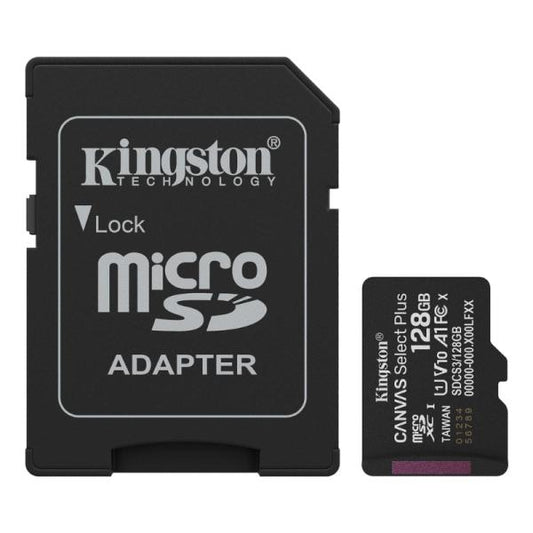 MEMORIA MICRO SD 128GB KINGSTON CANVAS SELECT PLUS GEN3 CLASE 10 UHS-I U1 V10 A1 150 MB/S DISPOSITIVOS ANDROID Y CAMARAS SDCS3/128GB