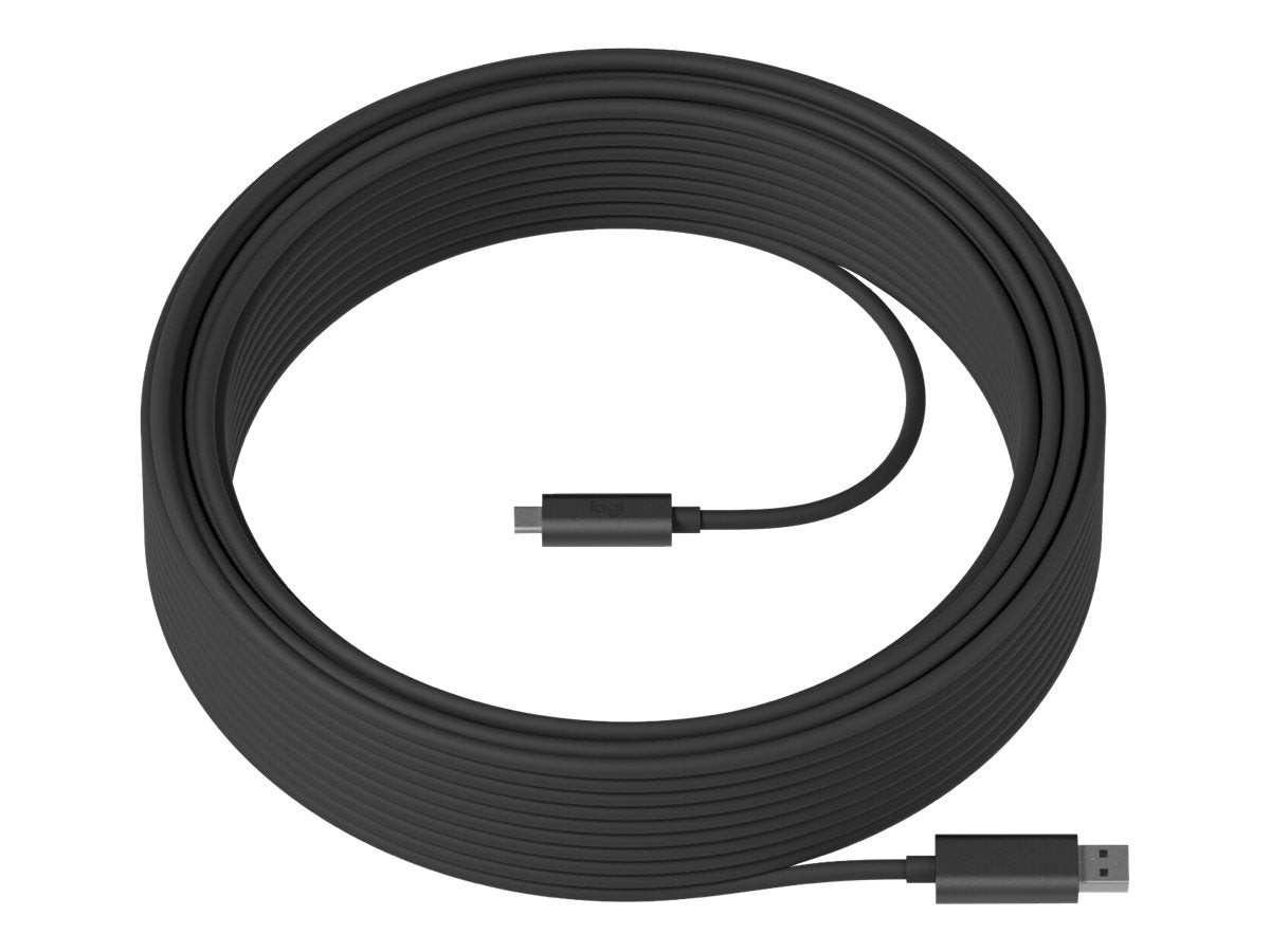Logitech Strong - Cable USB - USB Tipo A (M) a 24 pin USB-C (M) - USB 3.1 - 10 m - plenum, Active Optical Cable (AOC) - para Room Solution Huddle, Large