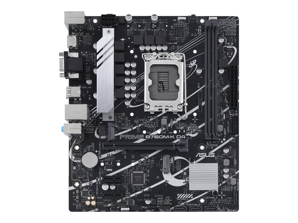 ASUS PRIME B760M-K D4 - Placa base - micro ATX - Socket LGA1700 - B760 Chipset - USB 3.2 Gen 1 - 2.5 Gigabit LAN - Tarjeta gráfica (CPU necesaria) - HD Audio (8-canales)