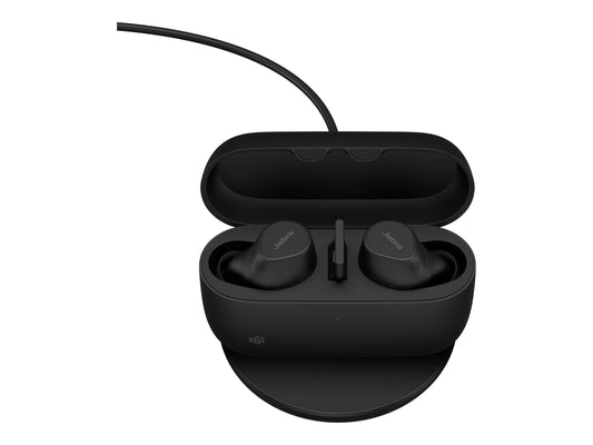 Jabra Evolve2 Buds MS - Auriculares inalámbricos con micro - en oreja - Bluetooth - cancelación de sonido activo - USB-A a través de adaptador Bluetooth - aislamiento de ruido - negro - Certificado para Equipos de Microsoft