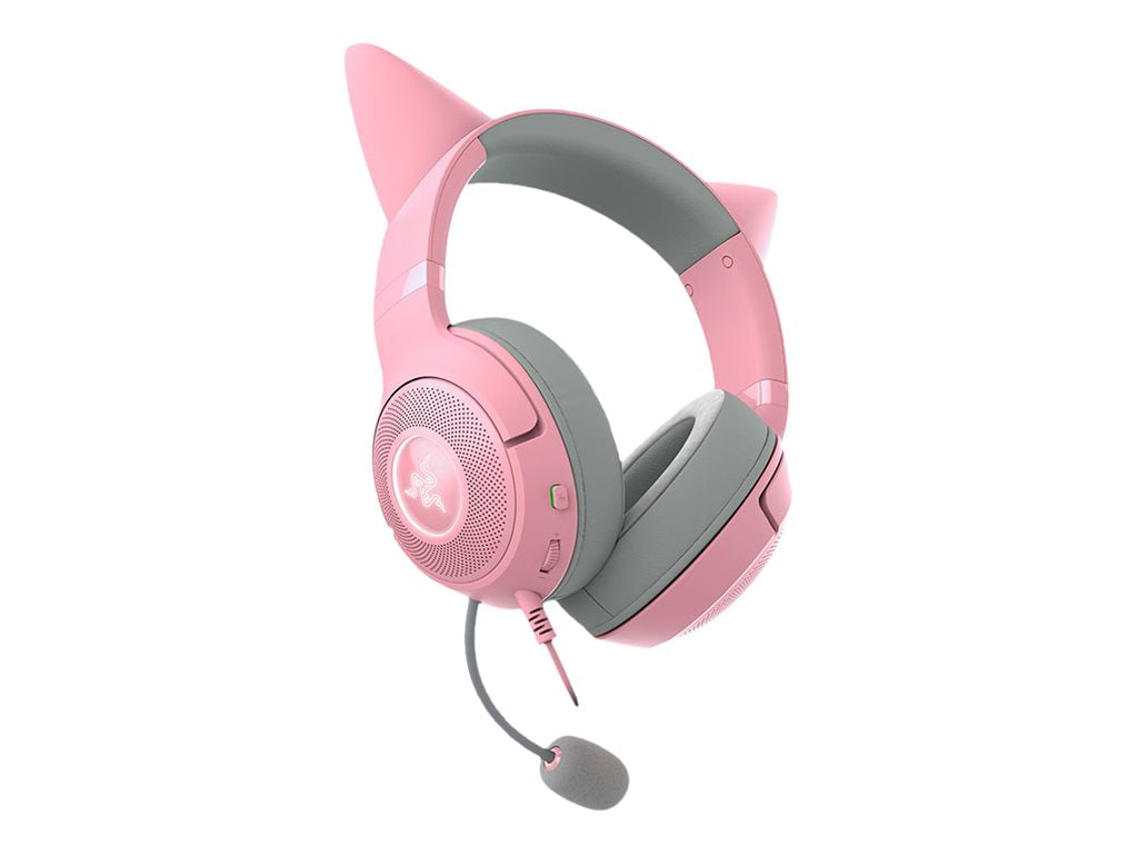 Razer Kraken Kitty V2 - Auricular - tamaño completo - cableado - USB - aislamiento de ruido - cuarzo