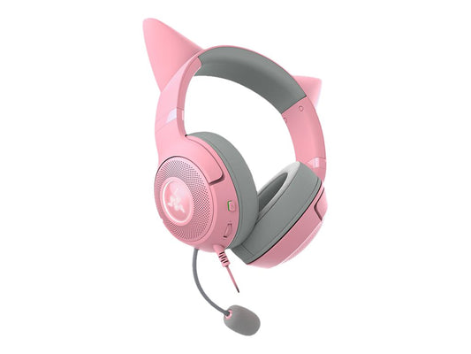 Razer Kraken Kitty V2 - Auricular - tamaño completo - cableado - USB - aislamiento de ruido - cuarzo