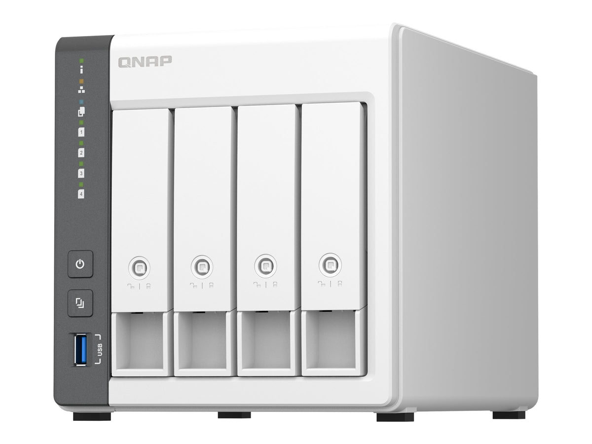 QNAP TS-433 - Servidor NAS - 4 compartimentos - SATA 6Gb/s - RAID 0, 1, 5, 6, 10, JBOD, 50, 60 - RAM 4 GB - Gigabit Ethernet / 2.5 Gigabit Ethernet - iSCSI soporta