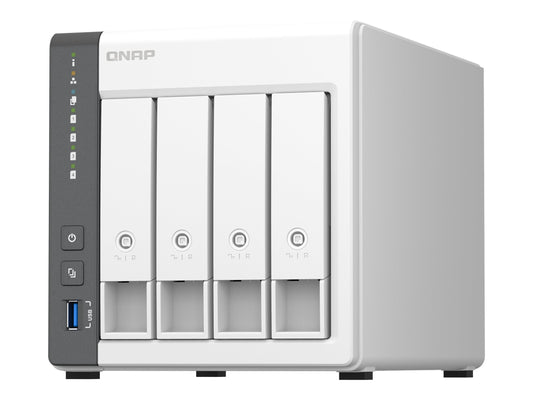 QNAP TS-433 - Servidor NAS - 4 compartimentos - SATA 6Gb/s - RAID 0, 1, 5, 6, 10, JBOD, 50, 60 - RAM 4 GB - Gigabit Ethernet / 2.5 Gigabit Ethernet - iSCSI soporta