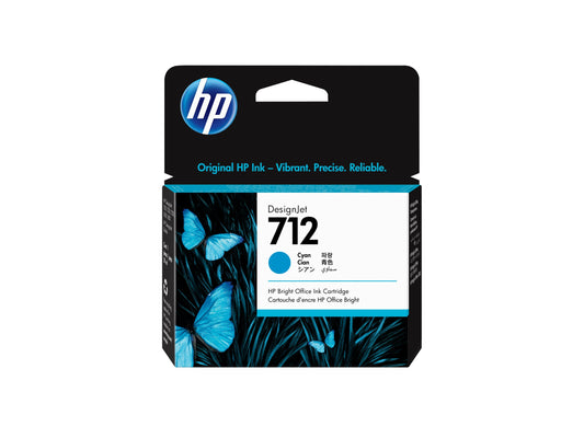 HP 712 - 29 ml - cián - original - DesignJet - cartucho de tinta - para DesignJet Studio, T210, T230, T250, T630, T650