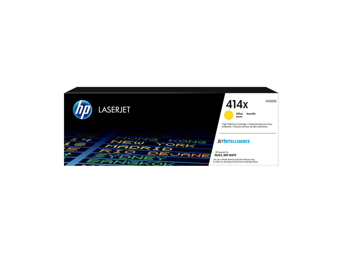 HP 414X - Alto rendimiento - amarillo - original - LaserJet - cartucho de tóner (W2022X) - para Color LaserJet Enterprise M455, MFP M480, Color LaserJet Pro M454, M479, MFP M479