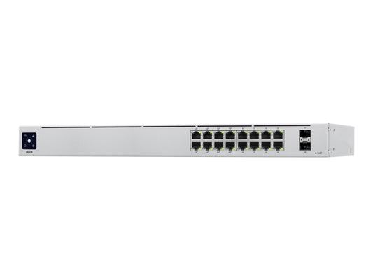 Ubiquiti UniFi Switch USW-16-POE - Conmutador - Gestionado - 16 x 10/100/1000 (8 PoE+) + 2 x Gigabit SFP - montaje en rack, sobremesa - PoE+ (42 W)