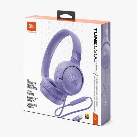 Audifonos JBL Tune 520C On-Ear USB-C Morado JBLT520CPURAM