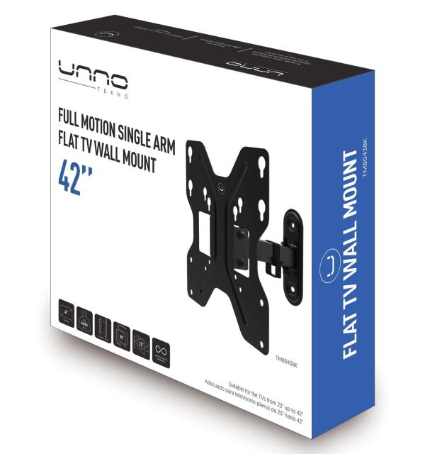 Soporte de Pared para TV 42" Movimiento Completo Unno Tekno TM8043BK