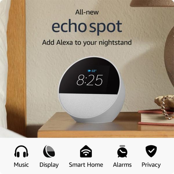 Amazon Echo Spot Alexa Despertador Inteligente Blanco B0BFCBKXWL