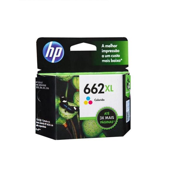 Cartucho de Tinta HP 662XL Tricolor Original Alto Rendimiento CZ106AL