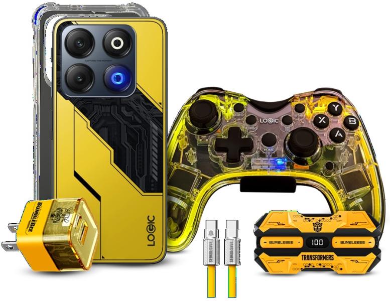 Telefono Celular Logic G2L Gaming 4+12GB 256GB 6.7" FHD+ Dual SIM 4G + Kit Gamer 6 en 1 Amarillo/Negro